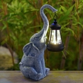 Solarleuchte Außenlampe Dekoleuchte LED Elefant grau Skulptur Tierfigur Garten