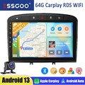 64G Carplay Android 13 Autoradio Für Peugeot 308 408 2007-2015 GPS Navi WIFI Kam