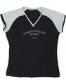 Champion grafisches Damen-T-Shirt Top UK 12 mittelschwarz Colourblock Baumwolle BP50