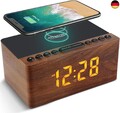 ANJANK Digitaler Radiowecker aus Holz mit Kabelloser Ladestation,10W Fast