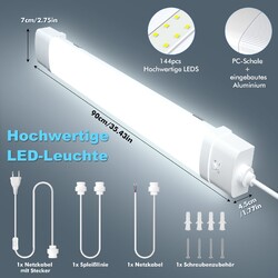 LED Wannenleuchte Deckenleuchte Feuchtraumlampe Werkstatt Röhre 60/90/120/150cm 