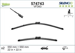 Wischblatt Scheibenwischer SILENCIO FLAT BLADE SET VALEO 574743 für VW 5C7 5C8