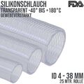 Silikon Silicon Milch Gewebe Schlauch transparent lebensmittelecht FDA 25m Rolle