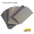 Schleifpapier Set 400-3000 Körnung 15 Stück für Nass und Trocken Lack Hobby usw