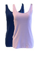 Damen Basic Top 2er-Pack Schwarz/Weiß, Weiß/Pink, Grau/Gelb, Navy/Lila Gr. S,M,L