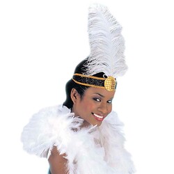 20er 30er Jahre Charleston Federschmuck Kopfschmuck Feder Stirnband weiss Kostüm