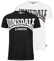 LONSDALE Herren T-Shirt YORK schwarz weiß großer Aufdruck Baumwolle M-XXL 118015
