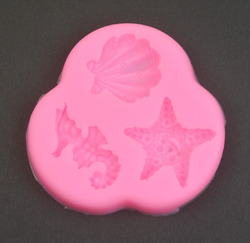 Silikonform Meerestiere Seepferd Muschel Seestern Gießform Fondantform 7048Q