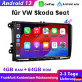 Carplay 9" Android 13 Für VW Skoda Seat Autoradio Navigation GPS BT Wifi DAB+