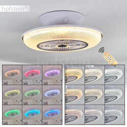 LED Decken Ventilator Lampe dimmbar Farbwechsler Fernbedienung Wohn Raum Leuchte