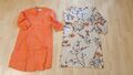 w.NEU 2 Kleider Tunika  Gr. 36/38 beige/orange knielang Baumwolle