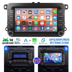32G Android 14 Autoradio Carplay GPS Nav RDS Für VW GOLF 5 6 Touran Caddy Passat