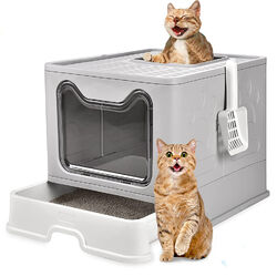 Katzentoilette XXL Katzenklo LUXUS Katzen Toilette mit Schaufel Faltbar Tragbar⭐⭐⭐⭐⭐ XXL✔️ Faltbar ✔️ Tragbar ✔️ Dachsieb ✔️ aus DE ✔️