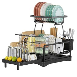 2 Tier Auffangschale Abtropfgestell Geschirr Abtropfständer Geschirrabtropfer