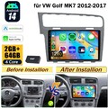 DAB+ 64G Android 14 Autoradio CarPlay RDS FM WiFi GPS Navi für VW Golf 7 VII MK7
