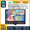 10.6" Android 14 CarPlay 6+128G Autoradio GPS Navi Für Fiat Ducato Peugeot Boxer