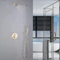 Unterputz Dusch Armatur set Gold 40cm Rund Regendusche Duscharmatur mit Bruse
