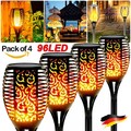 4×Solarleuchten 96LED Solar Fackel Gartenfackeln mit Flammeneffekt Solarlampen