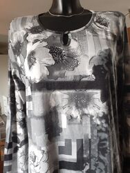 🌺Viskose Bluse Tunika - schwarzweiß gemustert Gr. XL-40/42🌺
