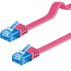 Patchkabel magenta 20m flach U/UTP CAT6a DSL-/Netzwerk EthernetKabel 500MHz RJ45