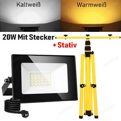 LED Fluter 10-100W Strahler Baustrahler Scheinwerfer Mit/Nein Stativ Flutlicht