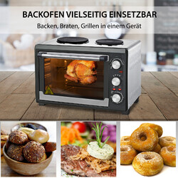 BACKOFEN KLEINKÜCHE mit UMLUFT und 2 KOCHPLATTEN - verschied. Größen  SYNTROX