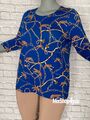 Damen T-Shirt Oberteil blau mit Kettenmotiv Gr 38-52 neu