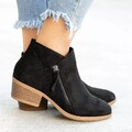 Damen Chelsea Boots Stiefeletten Chunky Heels Ankle Boots Seite Reißverschluss