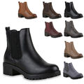 Warm Gefütterte Damen Chelsea Boots Plateau Stiefelette Schuhe 812331 Trendy Neu