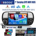 7" DAB+ 64G Für Fiat 500 2007-2015 Autoradio Android13 Apple Carplay GPS RDS Kam