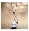 Sterling Silber Damen-HalsketteVersilbert  925 Silber Kette mit  Perlenanhänger