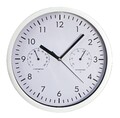 Design Wand Büro Bahnhofs Uhr Thermometer + Hygrometer lautlos ohne ticken Ø25cm