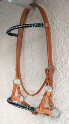 WI Sidepull Beaded mit Perlen, Westerntrense gebisslos Vollblut braun