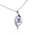 Tansanit Halskette Sterlingsilber kleiner Diamant blau Twist Dezember Geburtsstein