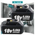 2 Original 18V 8,0 Ah für Makita Akku BL1860B Lithium LXT 197422-4 BL1850 BL1830
