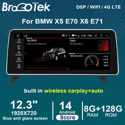 12.3" Android 8+128G Autoradio GPS SWC CarPlay Car Stereo Für BMW X5 E70 X6 E71
