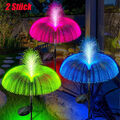 2 Stück LED Solarleuchte Garten Dekor RGB Außen Solarlampe Quallen Flamme Licht