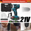 21V Akkuschrauber Set Akku bohrschrauber mit 2x 1200mAh Akkus 2 Gang Schalter