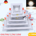 1/3x 6W 9W 12W 18W LED Einbaustrahler Ultra Flach Einbauleuchte Einbauspot Rund/