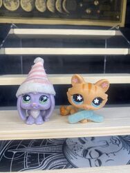 Littlest Pet Shop | LPS Haustier Paare #648 grau Kaninchen & #649 orange Kätzchen