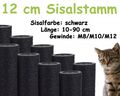 12 cm Sisalstamm, Ersatzstamm für Kratzbaum, 10-90 cm (M8/M10/M12)(Schwarz)