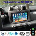 9" 4+64G Android 13 Autoradio GPS Nav BT CarPlay Für Smart Fortwo 451 2005-2010