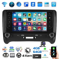 Android 14 Autoradio 4+64G GPS Navi für AUDI TT 8J MK2 06-12 WIFI RDS BT DAB+KAM