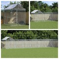Outdoor-Hundezwinger mit Dach Silber Verzinkter Stahl Freilaufgehege Freigehege