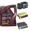 BOSCH Inspektionspaket 5L MANNOL Ceramic 5W-40 für VW T-ROC 1.5 TSI 1.0 Golf