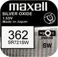 Maxell 362 SR721SW Knopfzelle / Uhrenbatterie (Silberoxid, 1,55 V) 1 Stück