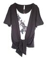 SHEEGO Damen Shirt Longshirt Tunika 2in1 Lagenlook Größe 52 54 weiß grau NEU S3