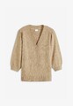 Strickjacke mit V-Ausschnitt Gr. 44/46 Beige Damen 3/4 Arm Casual-Jacket Neu