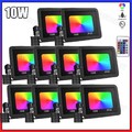 10X 10W LED Fluter Scheinwerfer Außen Strahler RGB mit Fernbedienung &Stecker DE