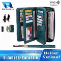 Lang Geldbörse Damen Leder Portmonee Gross Frauen Clutch RFID Schutz Blocking